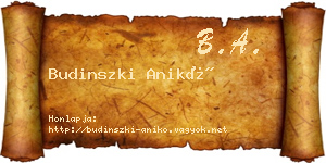 Budinszki Anikó névjegykártya